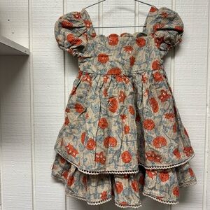 Happily Grey Kids Floral Puff Sleeve tiered Dress embroidered dots and hem 2T